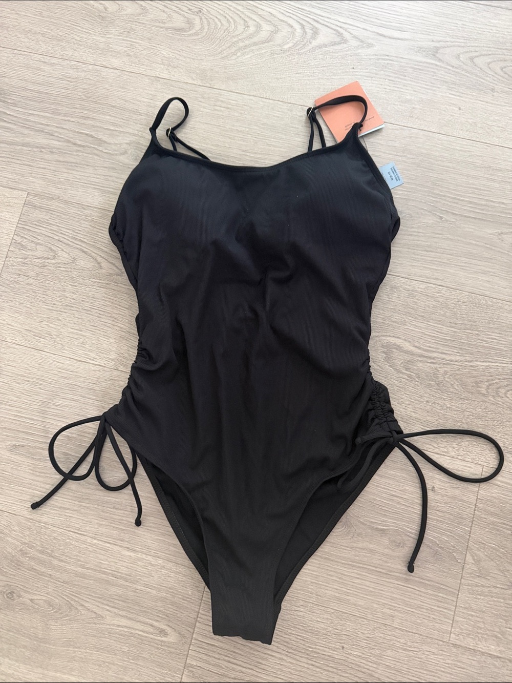 Shade & Shore Black Ruched Side Tank with Scoop Neck